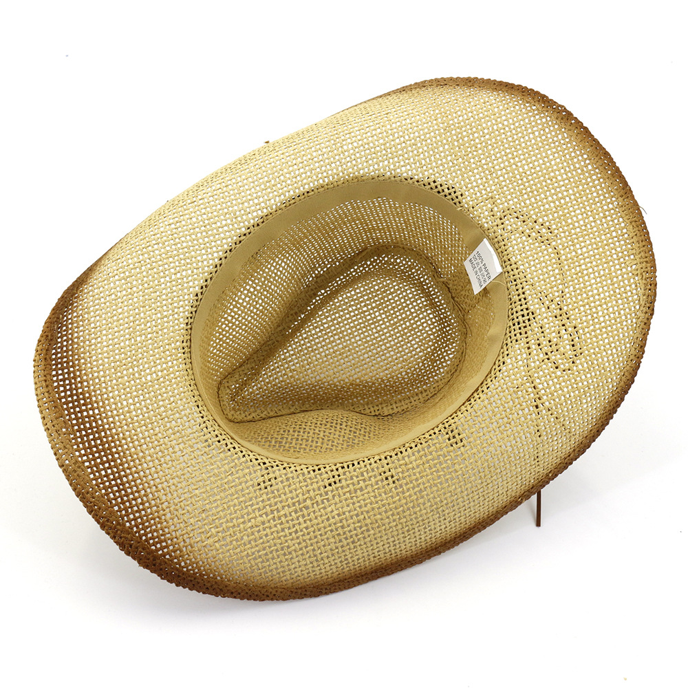 Brown Spray Paint Paper Straw Cowboy Hats Mens Womens Panama Style Jazz