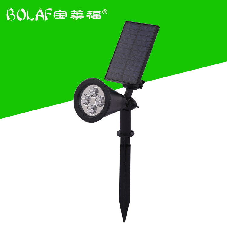 跨境4LED太陽能草坪燈射燈戶外園林花園庭院燈插地燈景觀RGB