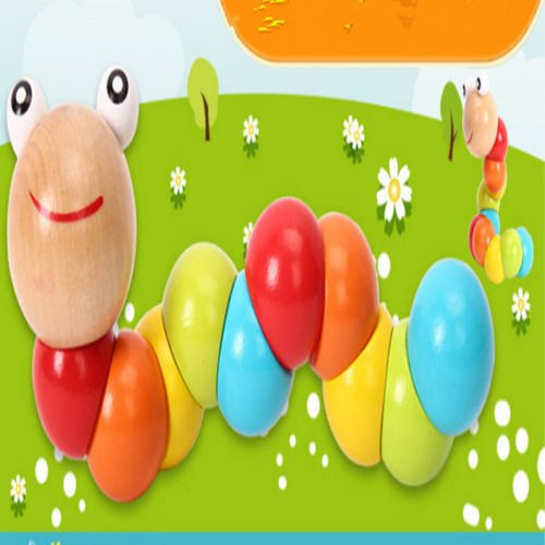 Wooden caterpillar twisty toy animal articulated doll children's small toy wholesale export foreign trade toys