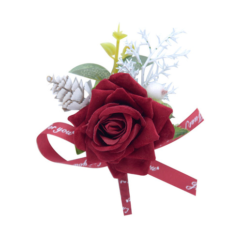 Eternal Angel Wedding Supplies D761 Wedding Chinese Style Groom and Bride Velvet Simulated Flower Corsage