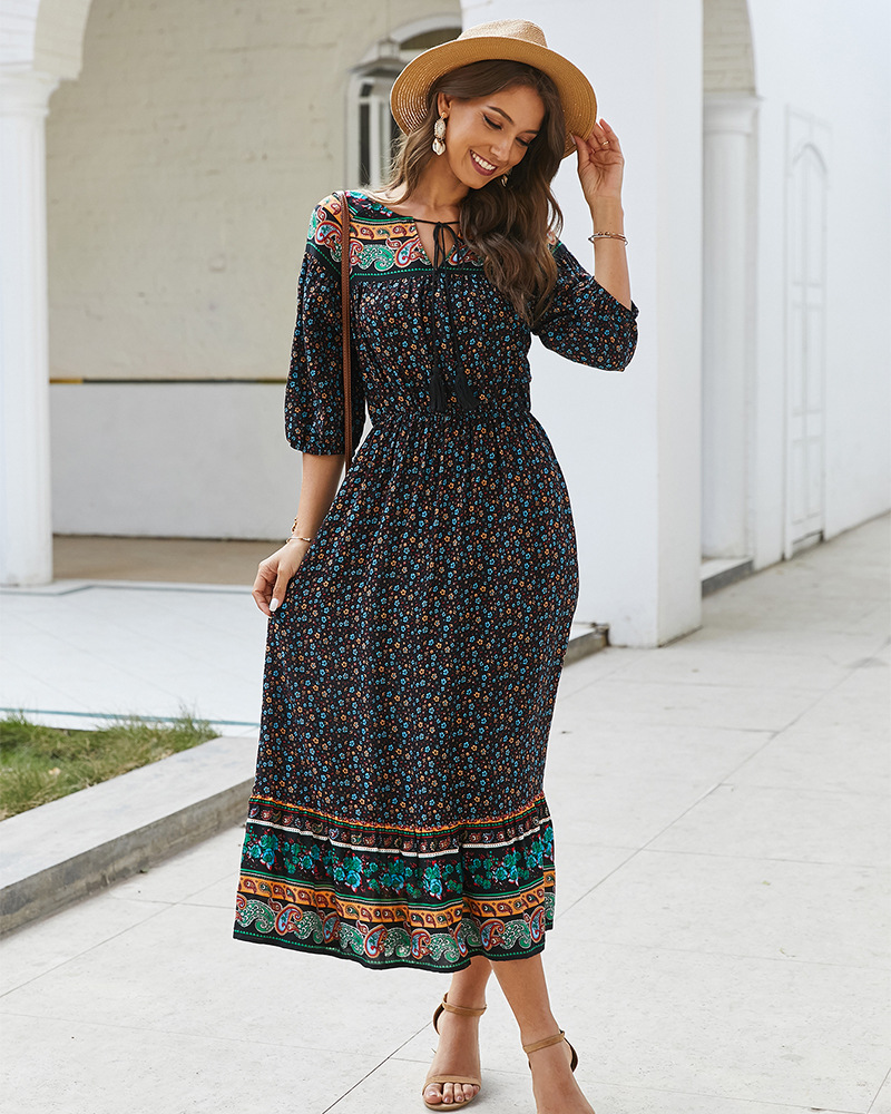  bohemian floral dress NSKA1638