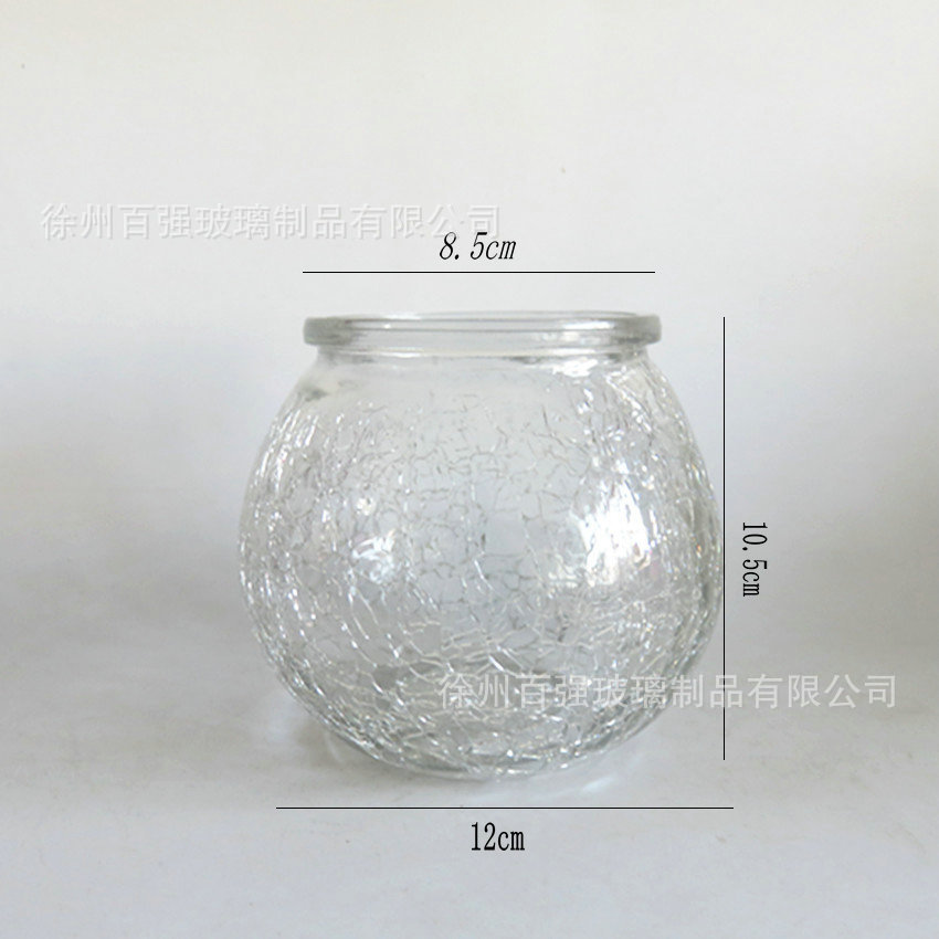 创意冰裂玻璃罐 冰花裂纹玻璃工艺品供应 灯饰玻璃制品装饰玻璃