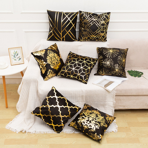 Gold-embossed pillowcases for home, European classical sofa cushion covers
