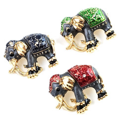 滴油復古琺瑯彩小象迷你大象小胸針襯衫女胸花鑽領針別針毛衣配飾