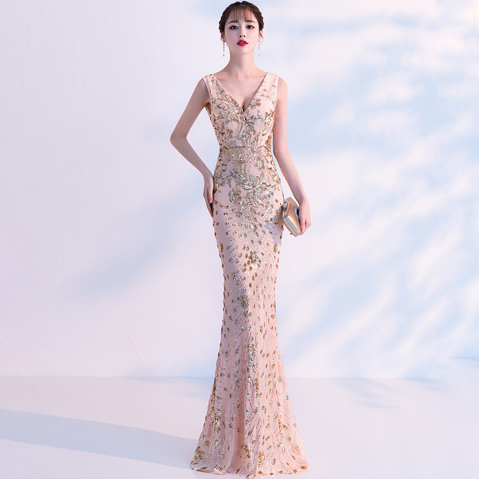 Summer fitted long fashionable evening dress, "fish tail" cut 4