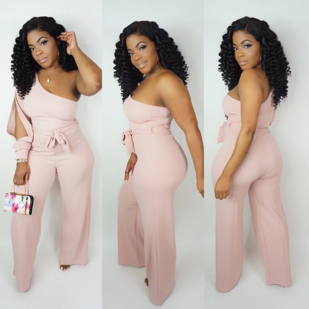 Single-Sleeve Hollowed Out Jumpsuit NSOSM85718