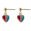 Cute short earrings heart-shaped heart shaped, two-color ear clips, simple and elegant design, no pierced ears