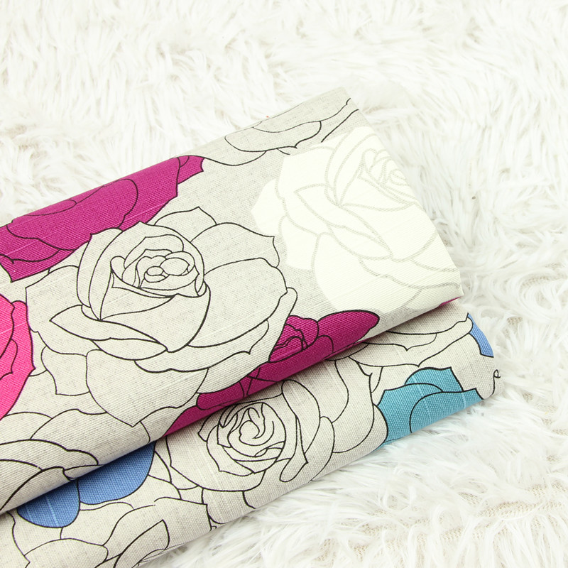 韩国进口厚棉布北欧风玫瑰花印花布料 手工DIY 口金包包服装面料