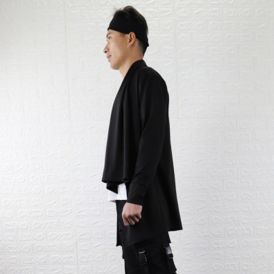 spring and autumn Mainstream personality Men's Shawl coat Solid XL Mid length version Fit Long sleeve On behalf of