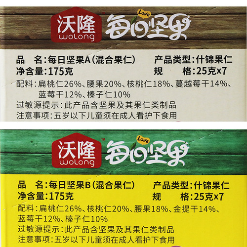 Wolong Daily Nuts 175g Mixed Nuts Box AB Style Dried Fruit Gift Pack Gift Box New Year Snacks Wholesale Group Purchase