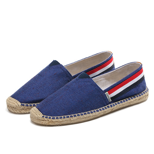Summer men's canvas shoes, slip-ons, solid color linen shoes, straw fisherman's shoes, old Beijing cloth shoes wholesale
