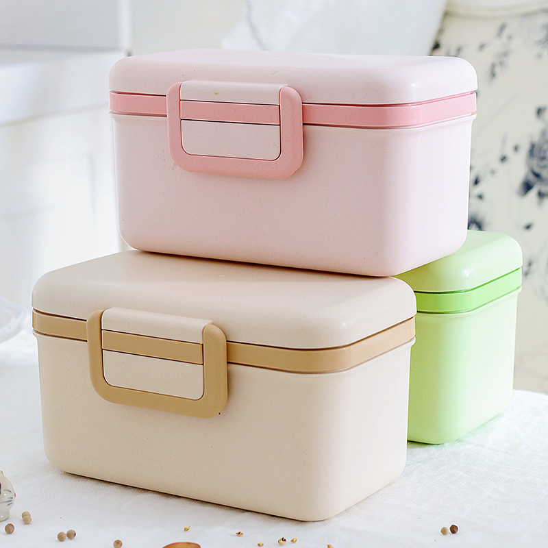 美特家厂家竹纤维双层饭盒日式便当盒学生上班族双层创意饭盒