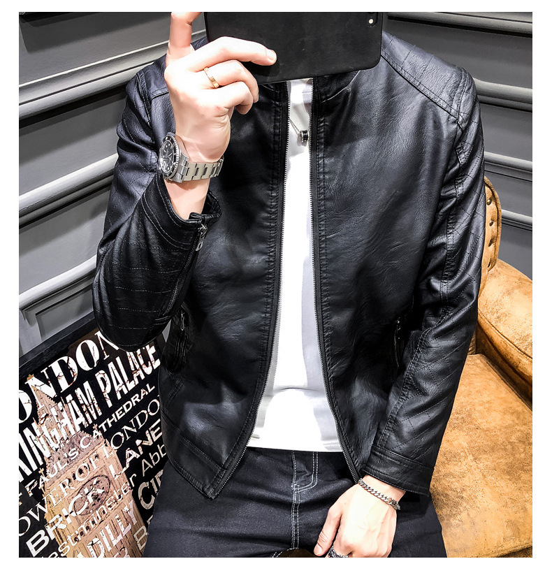 Men Faux Leather Jacket Motorcycle Men's Jackets Black