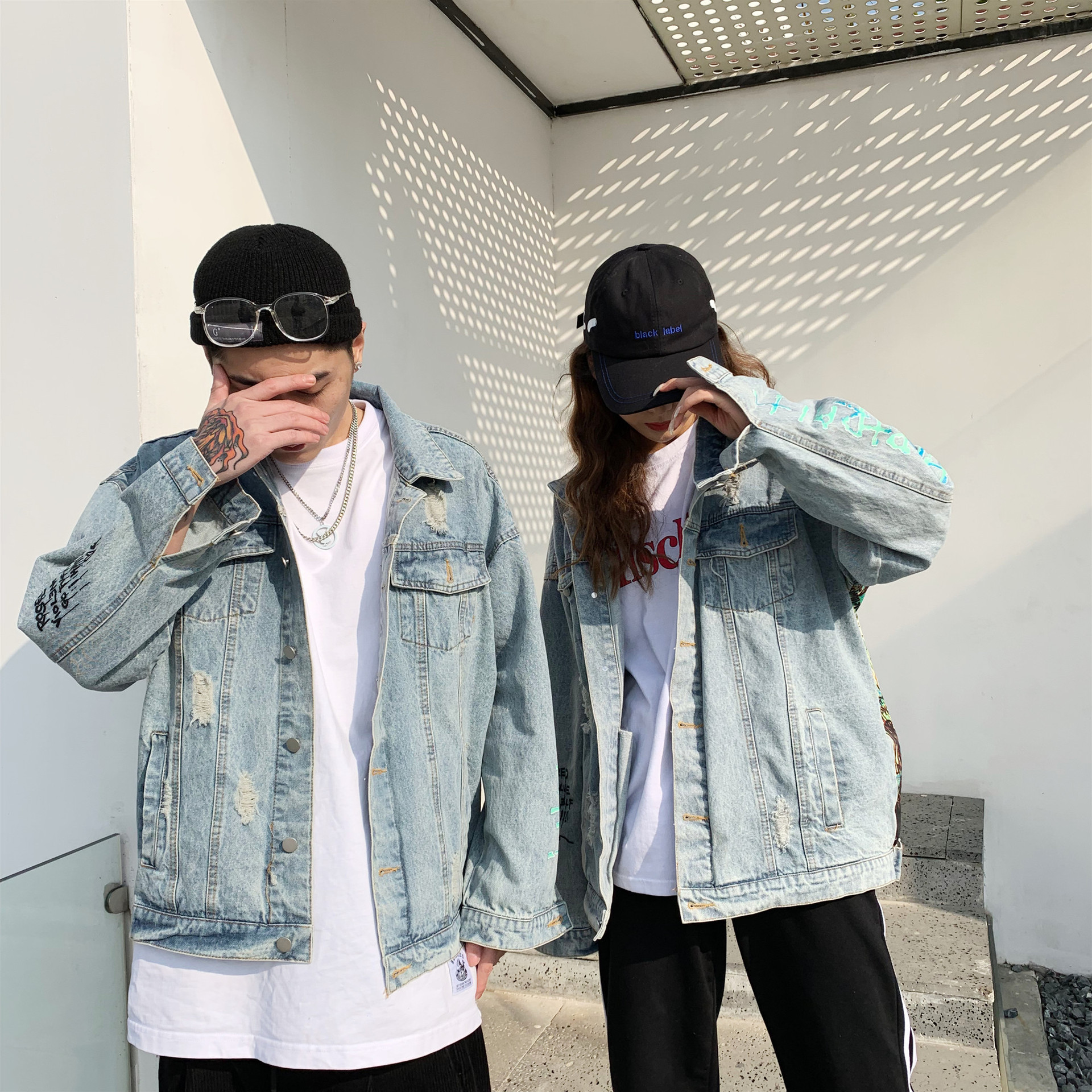 Graffiti Couple Denim Jacket 3