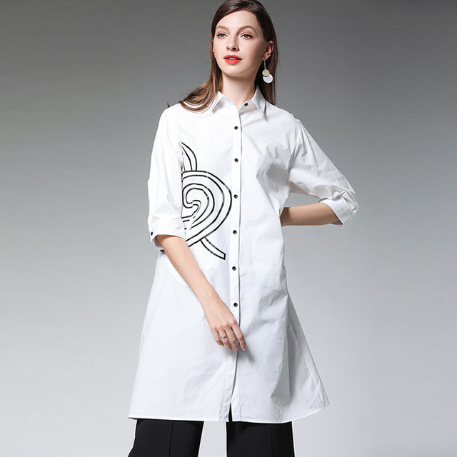 Spring New Age-reducing Fashion Pure Cotton Middle-sleeve Shirts
