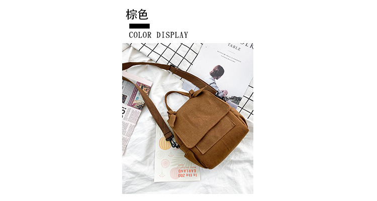 Korean New Fashion Simple And Versatile Solid Color Girl Canvas Shoulder Bag Student Bag display picture 29