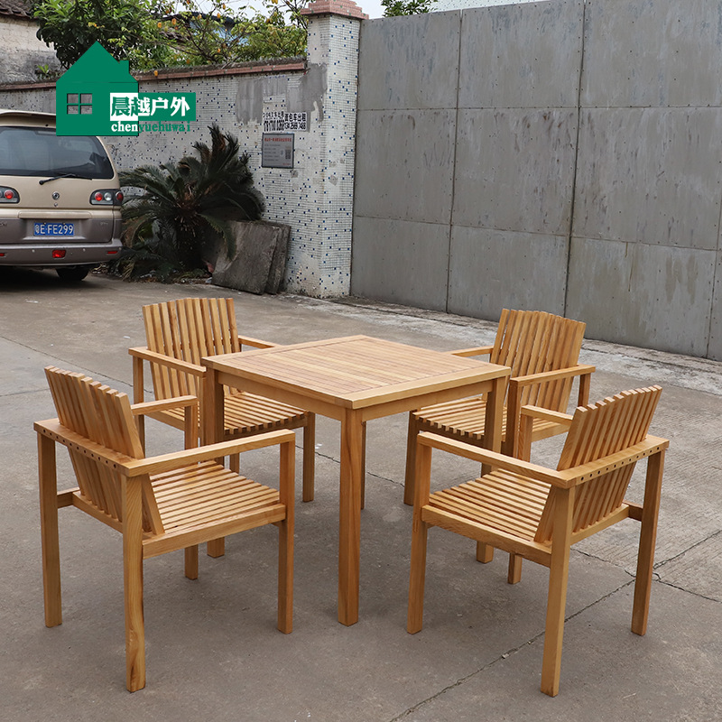 户外桌椅庭院桌椅组合休闲咖啡厅室外露天阳台花园防腐木实木桌椅