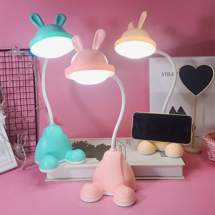 Macaron ins Girl's Study Desk Lamp Eye Protection Desk Dormitory Student Dormitory Reading Bedside Lamp with Mobile Phone Rack