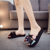 Flip flops platform, slippers, fashionable beach footwear to go out, slide with bow