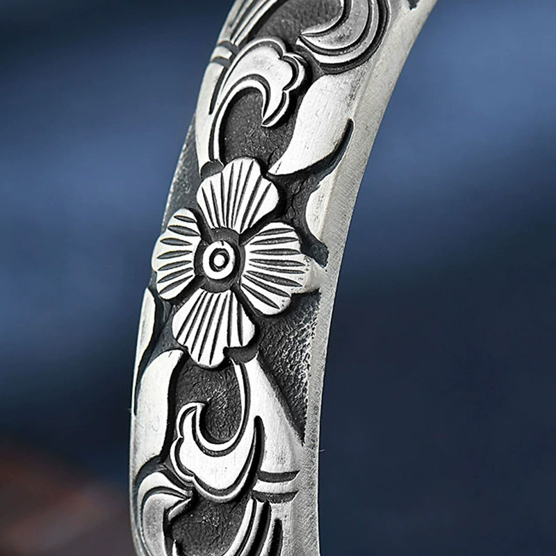 Ethnic silver bracelet handmade, ethnic style