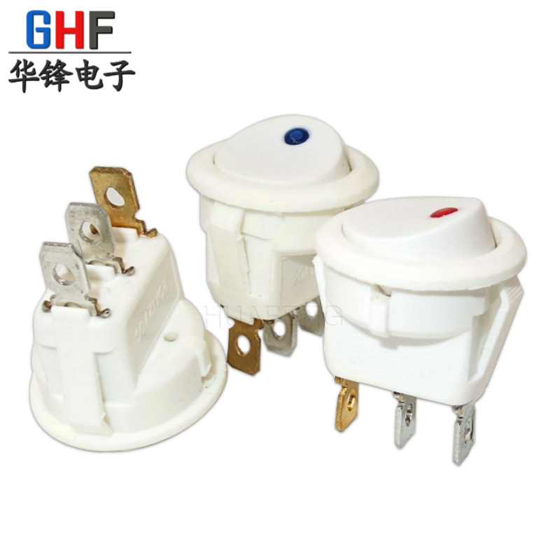 12V带LED灯船型开关 汽车点灯改装白色猫眼圆形鱼眼灯翘板开关