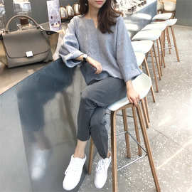 泫雅风很仙两件套洋气网红减龄裤装时尚毛针织套装女初秋2019新款