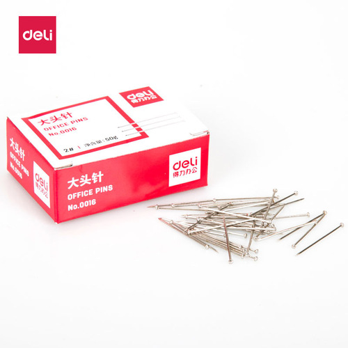 Deli Deli Stationery 0016 pins, tacks, nickel-plated pins, straight pins, about 500 pieces/box