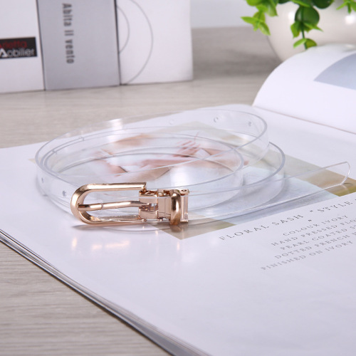 New style classic women's leather belt, simple and versatile, student pants belt, fashionable colorful transparent plastic waist belt for women