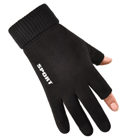 手套男冬季骑行麂皮绒加绒跨境学生开车跑步触屏户外运动保暖手套