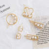 Small cute hairgrip from pearl, metal bangs, brand hair accessory, Chanel style