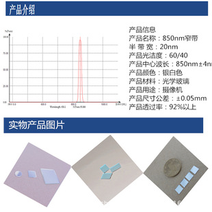 Инфракрасный лазерный фильтр 850 нм с узким полосой высокой полосой.
