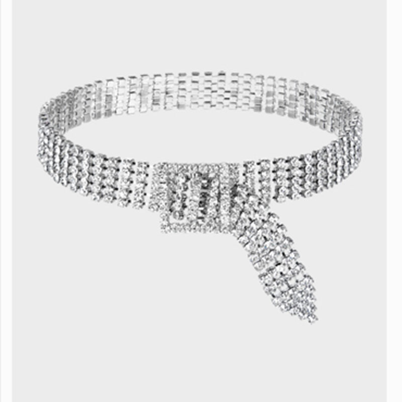 Koreanische Mode Kreative Gürtel Halskette Persönlichkeit All-match Hipster Internet-promi-schlüsselbein Halskette Super Flash Voller Diamanten display picture 2