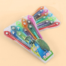 厂家批发 创意文具孔雀羽毛中性笔韩版学生文具钻石头七彩签字笔