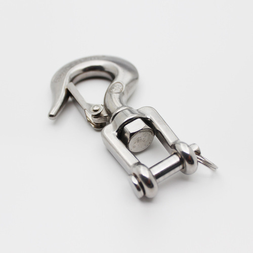 Stainless steel 304 fork-type rotating cargo hook, universal spring hook, American sandbag hook