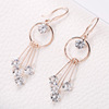 Long earrings, universal crystal with tassels, simple and elegant design, silver 925 sample