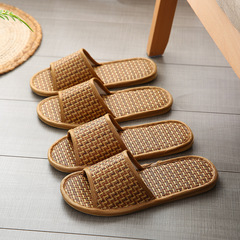 Spring and Summer Bamboo and Vine Grass Couple's Mat Slippers for Indoor Wooden Floors Home Linen Slippers
