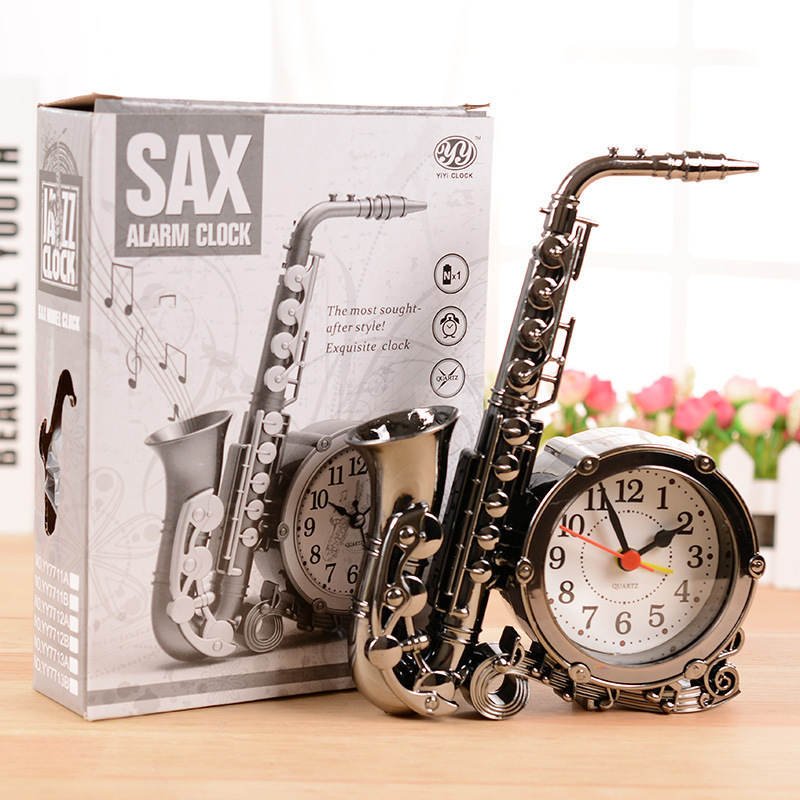 Sax Musical Instruments alarm clock originality Clock Home a living room Decoration bedroom Get up practical children birthday gift