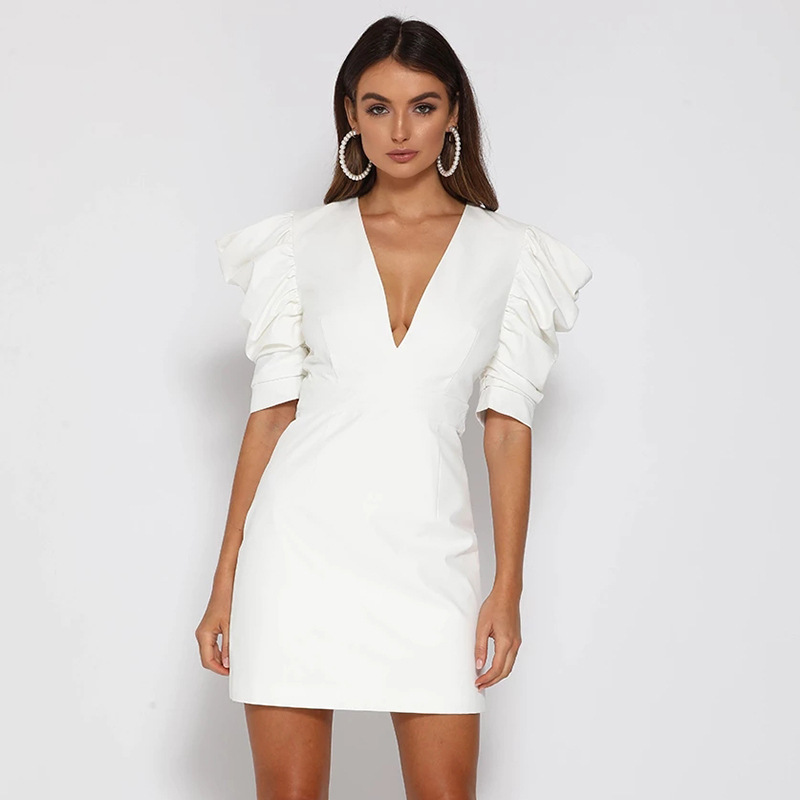 sexy backless V-neck buttoned dress  NSFD37724