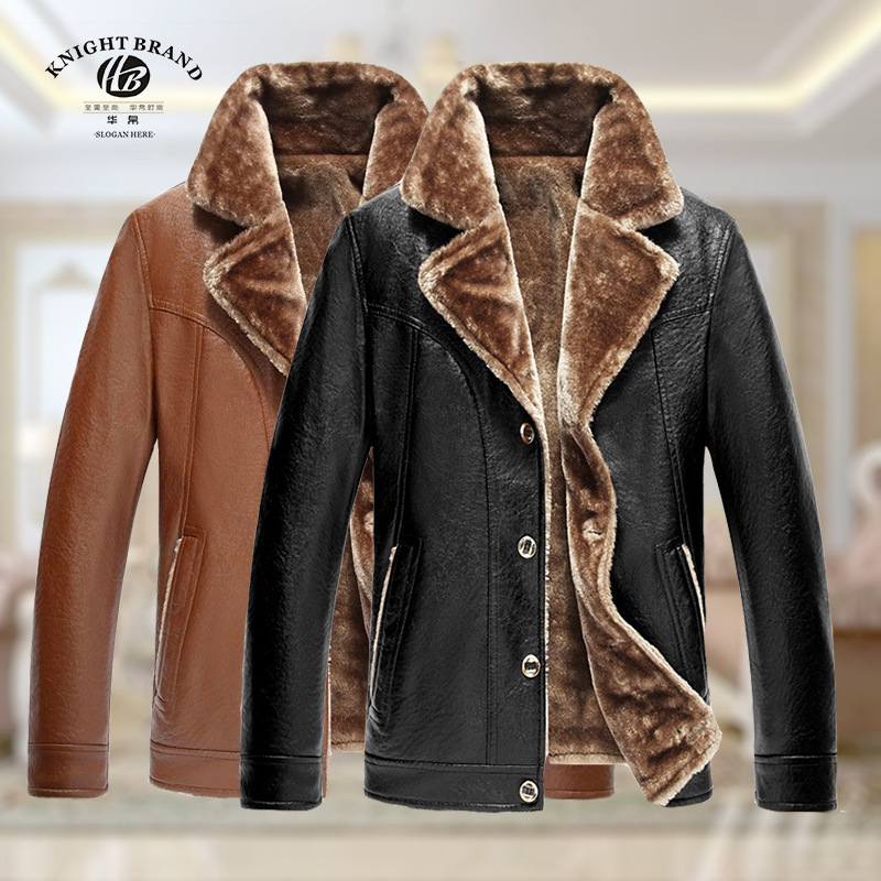 中老年皮衣男四扣泡泡皮修身休闲爸爸装PU皮衣男跑江湖摆地摊