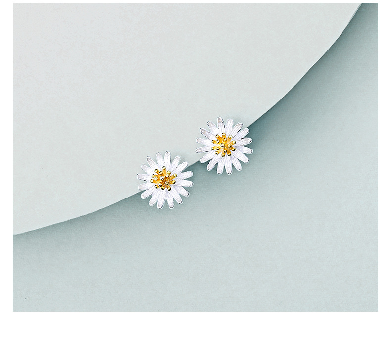 Street Occasion 925 Sterling Silver Material Flower Pattern 1 Pair 925 Sterling Silver Flower Ear Studs