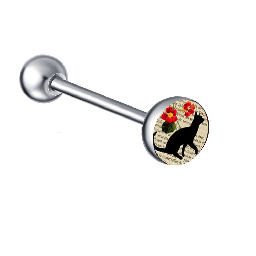 Mixed Color Pattern Stainless Steel Straight Barbell Tongue Piercing Jewelry Insect Style Ethnic detail image 15