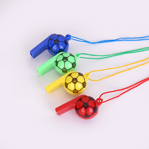 Plastic football whistle with rope, World Cup football referee whistle, cheering props, game whistle wholesale