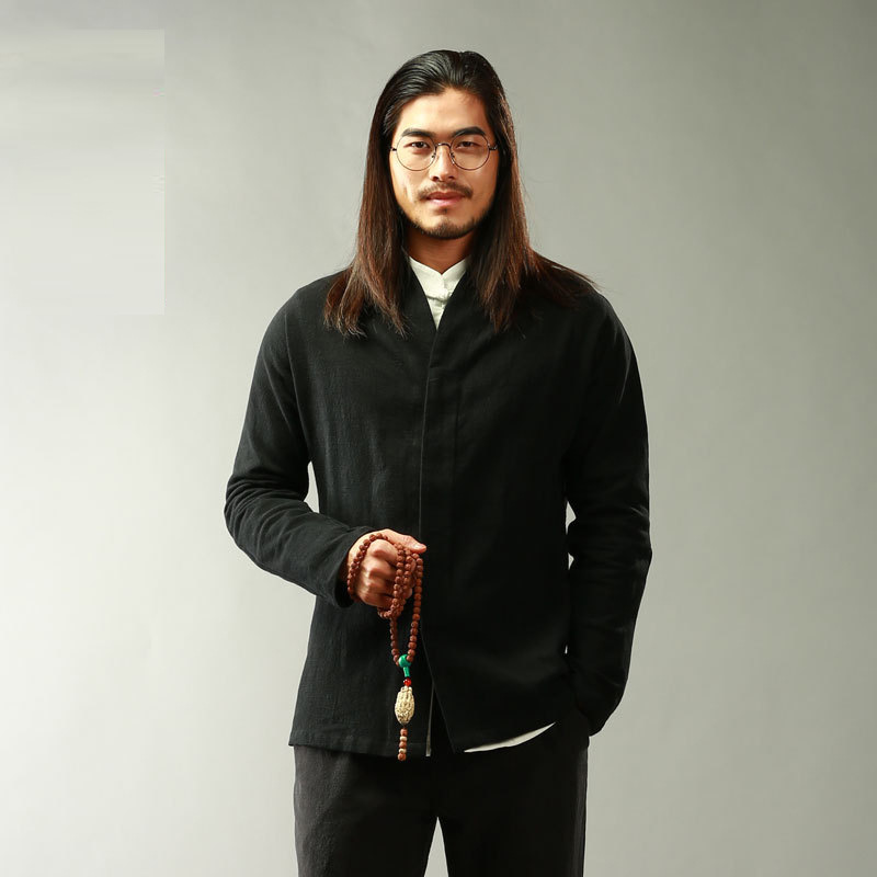 Original Chinese style Spring men's wear Youth Buddhist clothes leisure time Tang costume Improvement Chinese style coat Retro Hanfu