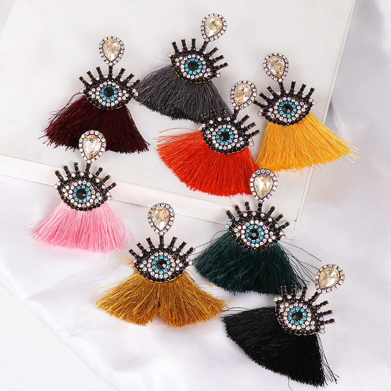 Fashion Vintage Diamond Eye Tassel Earrings display picture 18