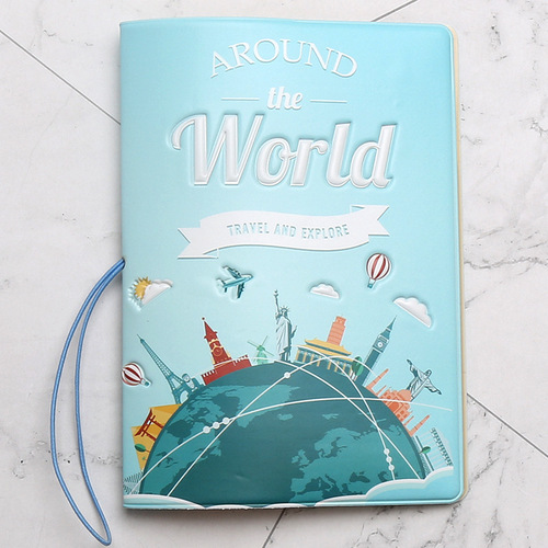 Travel around the world passport cover multifunctional passport document ticket storage folder passport leather bag