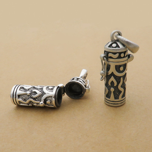 s990 Pure Silver Jewelry Personalized Simple Thai Silver Men and Women Mini Shurangama Mantra Gawu Box Sutra Pendant Pure Silver Pendant