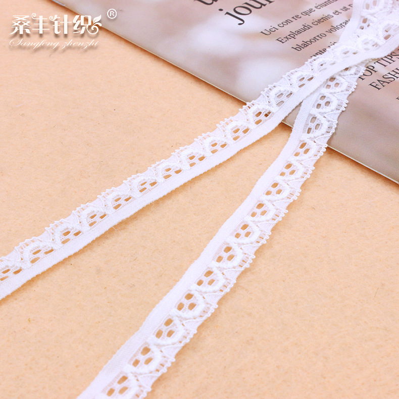 春夏品质款1.2CM经编弹力压纱蕾丝小花边 现货内衣服装辅料