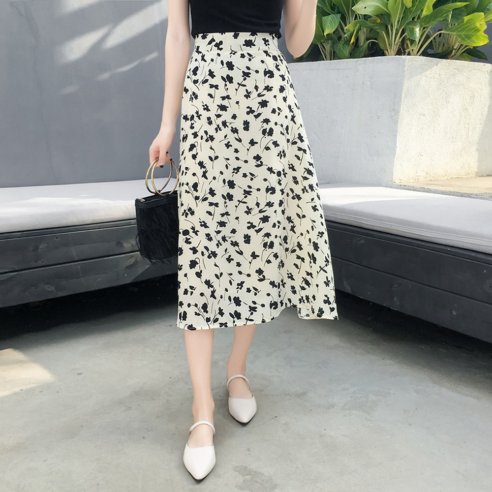 print high waist slim mid-length skirt NSJR36792