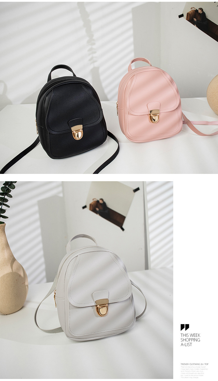 Pu Leather Material Solid Color Daily Street Women's Backpack