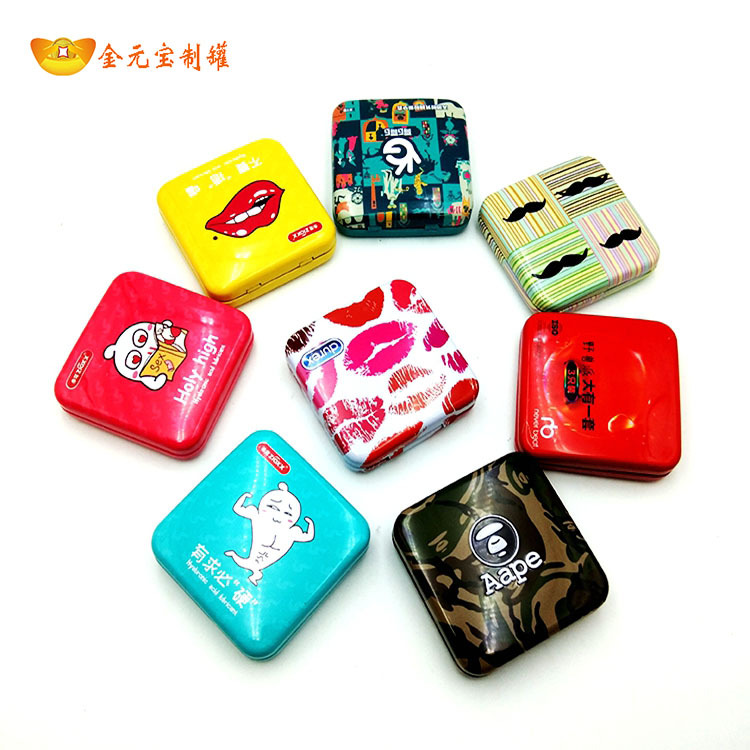 马口铁避孕套铁盒 安全套包装铁盒 3只装 2只装 5只天地盖铁盒